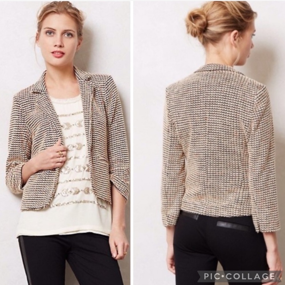 Anthropologie Cartonnier Knit Tweed Jacket